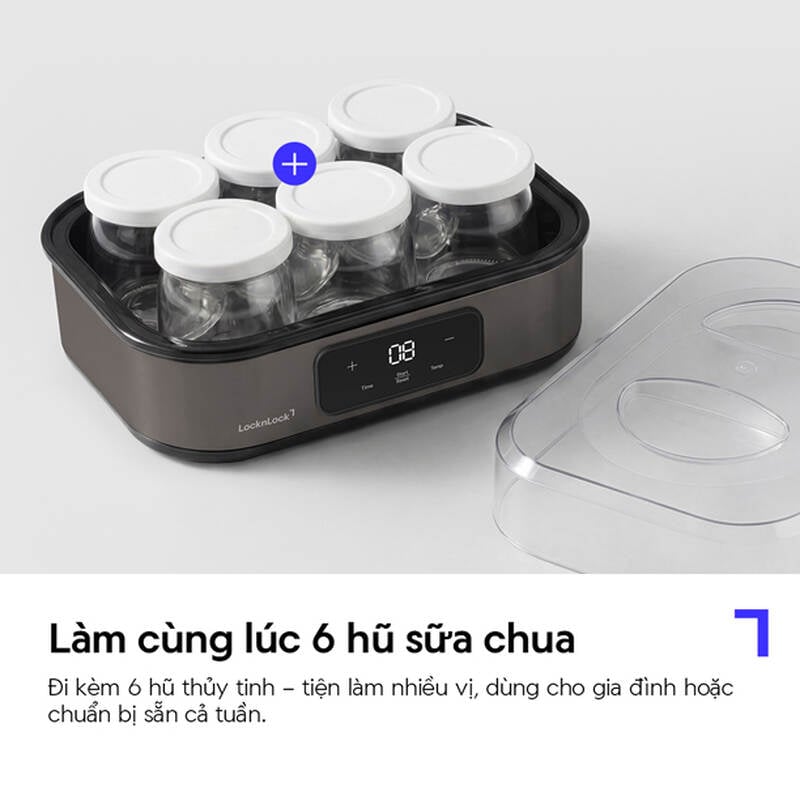 LocknLock Digital Yogurt Maker 220-240V, 50/60Hz, 20W, 1.08L - Gray - EJY213GRY, , large image number null